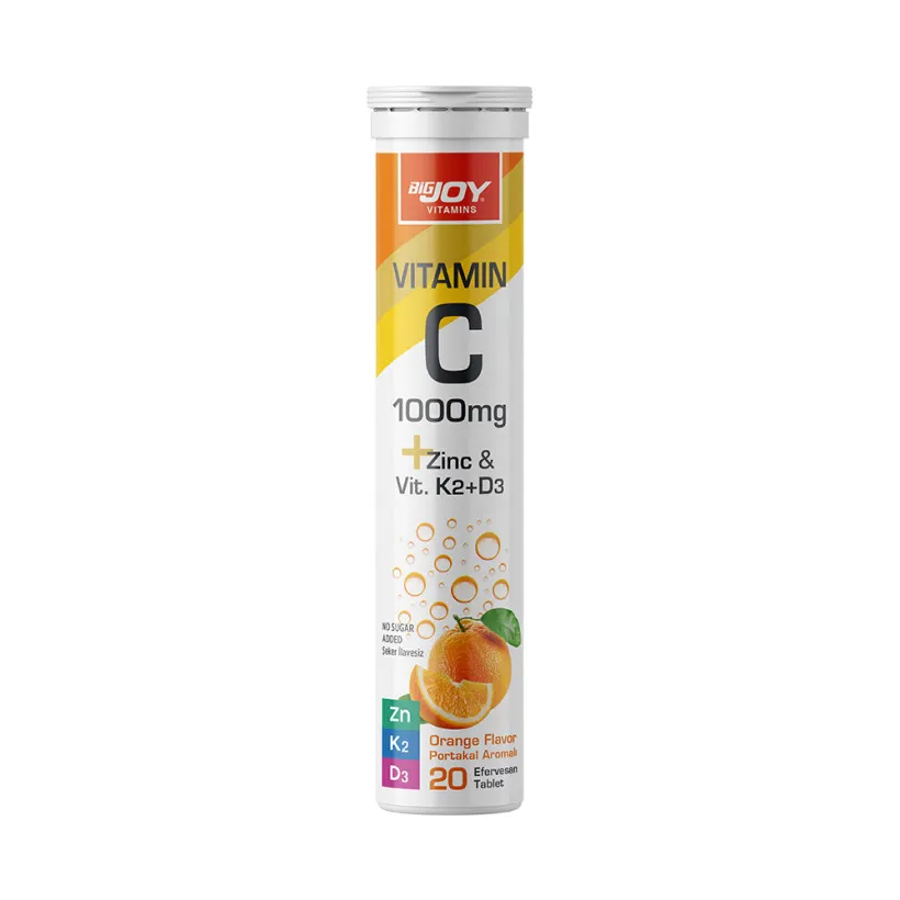 Bigjoy Vitamins Vitamin C 1000mg Zinc & Vit.K2+D3 20 Efervesan Tablet